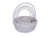 Set 4 Cosuri din Rachita Forma Rotunda Alb